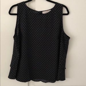 Black and white polkadot sleeveless top